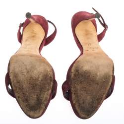 Giuseppe Zanotti Burgundy Suede  Slingback Sandals Size 41