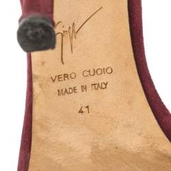 Giuseppe Zanotti Burgundy Suede  Slingback Sandals Size 41