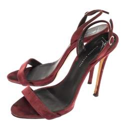 Giuseppe Zanotti Burgundy Suede  Slingback Sandals Size 41