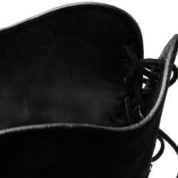 Pre Owned Giuseppe Zanotti Black Suede Lace Up Cowboy Over The Knee Boots Size 39.5