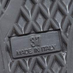 Pre Owned Giuseppe Zanotti Black Leather Double Zip Wedge Sneakers Size 37