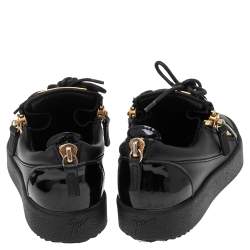 Pre Owned Giuseppe Zanotti Black Leather And Patent London Sneakers Size 36
