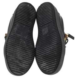 Pre Owned Giuseppe Zanotti Black Leather And Patent London Sneakers Size 36