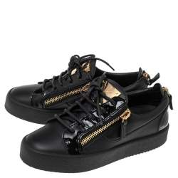 Pre Owned Giuseppe Zanotti Black Leather And Patent London Sneakers Size 36