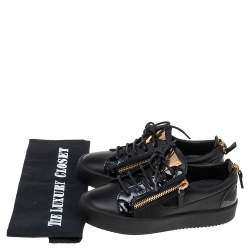 Pre Owned Giuseppe Zanotti Black Leather And Patent London Sneakers Size 36