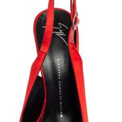 Giuseppe Zanotti Red Satin  Peep Toe Slingback Pumps Size 41