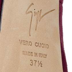 Pre Owned Giuseppe Zanotti Burgundy Suede Platform Pumps Size 37.5