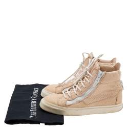 Giuseppe Zanotti Peach Python Embossed Leather High Top Sneakers Size 36