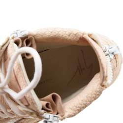 Giuseppe Zanotti Peach Python Embossed Leather High Top Sneakers Size 36