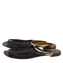 Giuseppe Zanotti Dark Brown Leather Strappy Flat Sandals Size 38