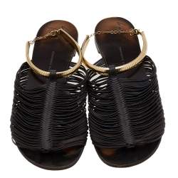 Giuseppe Zanotti Dark Brown Leather Strappy Flat Sandals Size 38