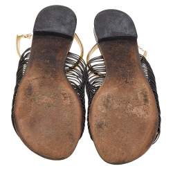 Giuseppe Zanotti Dark Brown Leather Strappy Flat Sandals Size 38