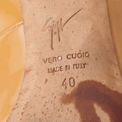 Pre Owned Giuseppe Zanotti Mustard Yellow Patent Leather Peep Toe Pumps Size 40