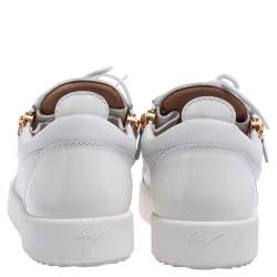 Pre Owned Giuseppe Zanotti White Patent And Leather London Low Top Sneakers Size 39