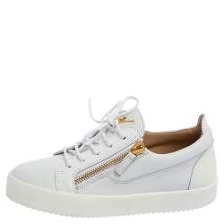 Pre Owned Giuseppe Zanotti White Patent And Leather London Low Top Sneakers Size 39