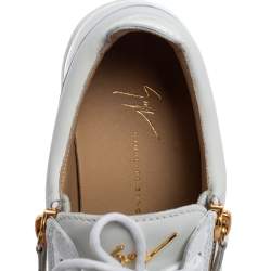 Pre Owned Giuseppe Zanotti White Patent And Leather London Low Top Sneakers Size 39