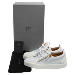 Pre Owned Giuseppe Zanotti White Patent And Leather London Low Top Sneakers Size 39