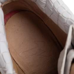 Pre Owned Giuseppe Zanotti Grey Croc Embossed Leather High Top Wedge Sneakers Size 37