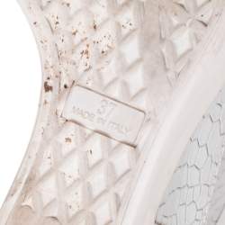 Pre Owned Giuseppe Zanotti Grey Croc Embossed Leather High Top Wedge Sneakers Size 37