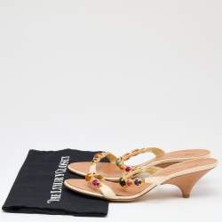 Pre Owned Giuseppe Zanotti Cream Lizard Embossed Leather Embellished Slide Sandals Size 41