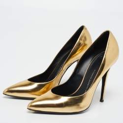 Giuseppe Zanotti Gold Leather Pointed Toe Pumps Size 40.5