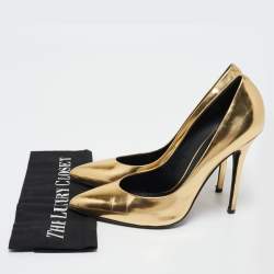 Giuseppe Zanotti Gold Leather Pointed Toe Pumps Size 40.5