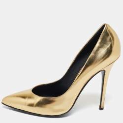 Giuseppe Zanotti Gold Leather Pointed Toe Pumps Size 40.5