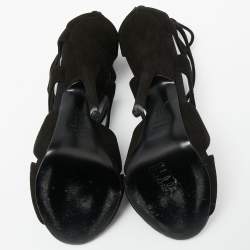 Pre Owned صندل جوسيبي زانوتي سويدي أسود مفرغ مقاس 38