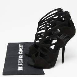 Pre Owned صندل جوسيبي زانوتي سويدي أسود مفرغ مقاس 38