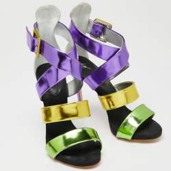 Pre Owned صندل جوسيبي زانوتي جلد متعدد الألوان قفصي مقاس 38