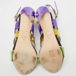 Pre Owned صندل جوسيبي زانوتي جلد متعدد الألوان قفصي مقاس 38