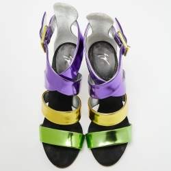 Pre Owned صندل جوسيبي زانوتي جلد متعدد الألوان قفصي مقاس 38