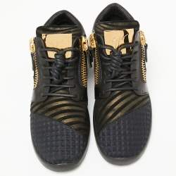 Pre Owned Giuseppe Zanotti Black Suede And Leather Low Top Sneakers Size 38