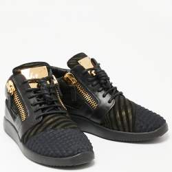 Pre Owned Giuseppe Zanotti Black Suede And Leather Low Top Sneakers Size 38
