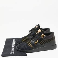 Pre Owned Giuseppe Zanotti Black Suede And Leather Low Top Sneakers Size 38