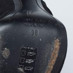 Pre Owned حذاء بوت كاحل جوسيبي زانوتي سويدي وجلد أسود قصه مرصع بمقدمة مفتوحة مقاس 38