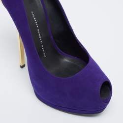 Giuseppe Zanotti Purple Suede Sharon Peep Toe Platform Pumps Size 40