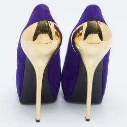 Giuseppe Zanotti Purple Suede Sharon Peep Toe Platform Pumps Size 40