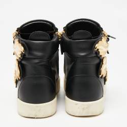 Pre Owned Giuseppe Zanotti Black Leather Wings High Top Sneakers Size 39.5