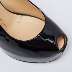 Giuseppe Zanotti Black Patent Leather Peep Toe Slingback Platform Pumps Size 38