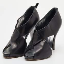 Giuseppe Zanotti Black Leather Crisscross Ankle Booties Size 36