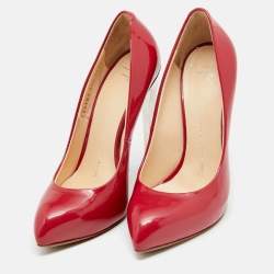 Pre Owned Giuseppe Zanotti Red Patent Leather Pointed Toe Pumps Size 37.5