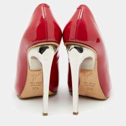 Pre Owned Giuseppe Zanotti Red Patent Leather Pointed Toe Pumps Size 37.5
