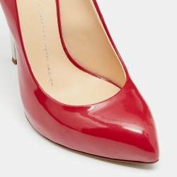 Pre Owned Giuseppe Zanotti Red Patent Leather Pointed Toe Pumps Size 37.5