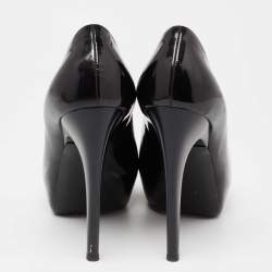 Giuseppe Zanotti Black Patent Leather Platform Peep Toe Pumps Size 37