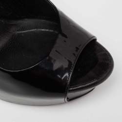 Giuseppe Zanotti Black Patent Leather Platform Peep Toe Pumps Size 37