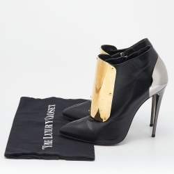 Giuseppe Zanotti Black Leather Velcro Shielded Ankle Booties Size 38