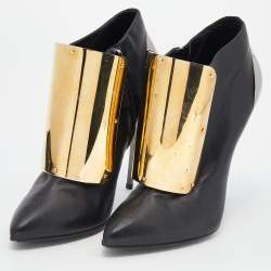 Giuseppe Zanotti Black Leather Velcro Shielded Ankle Booties Size 38