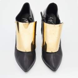 Giuseppe Zanotti Black Leather Velcro Shielded Ankle Booties Size 38