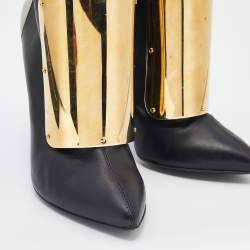 Giuseppe Zanotti Black Leather Velcro Shielded Ankle Booties Size 38